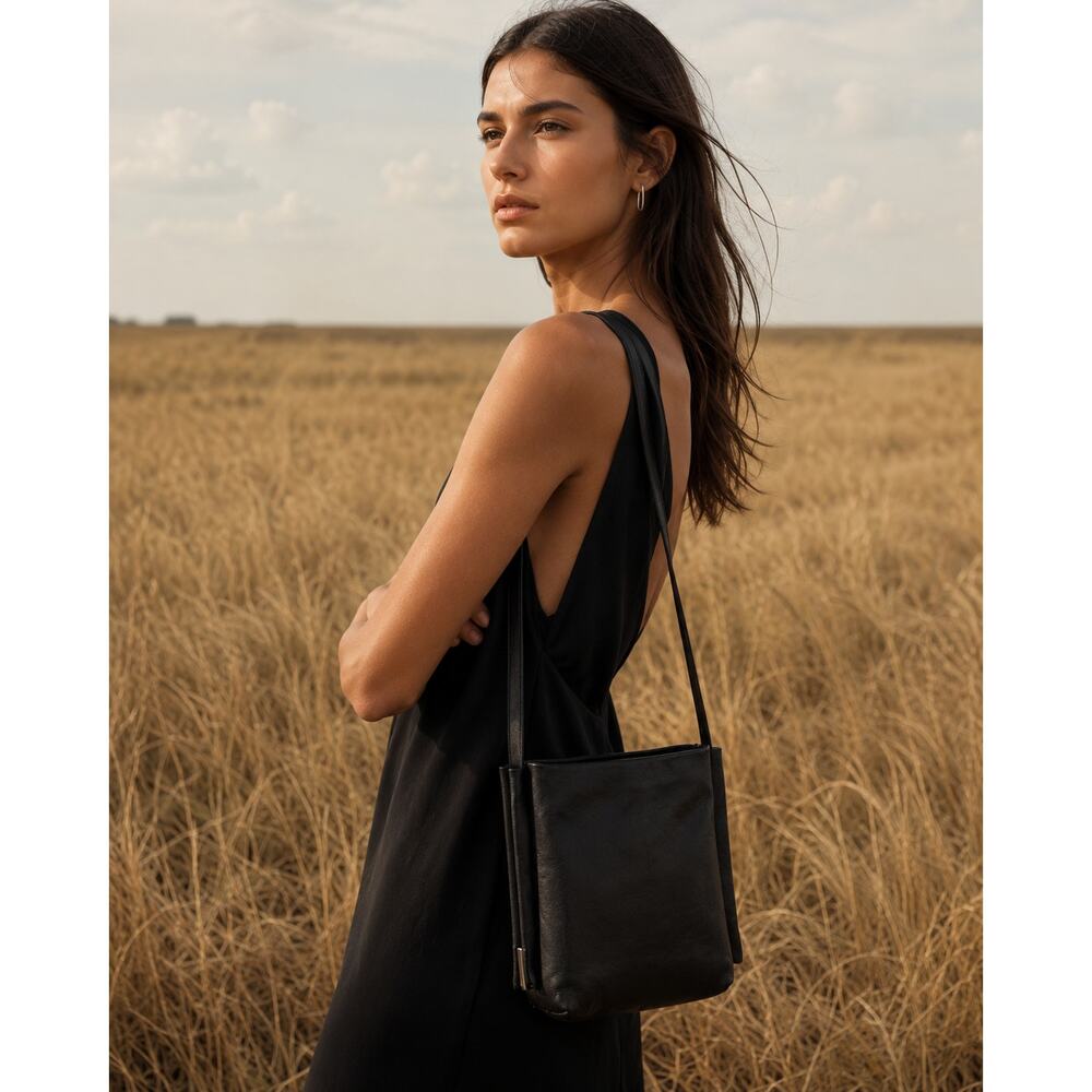 MDK Miranda Kaloudis Black Leather Shoulder Crossbody Bag Minimalist Designer